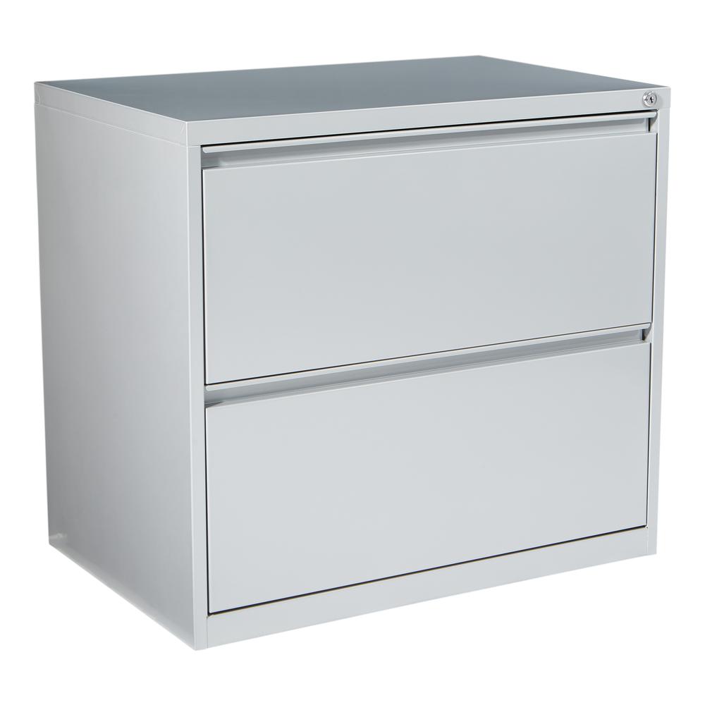 30" Wide 2 Drawer Lateral File With Core-Removable Lock & Adjustable Glides in Silver, LF230-SV. Picture 1