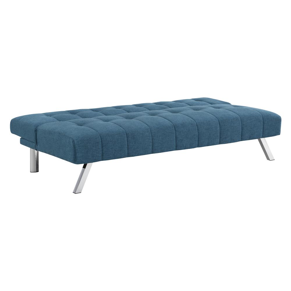 Sawyer Futon in Blue Fabric with Stainless Steel Legs. Picture 10