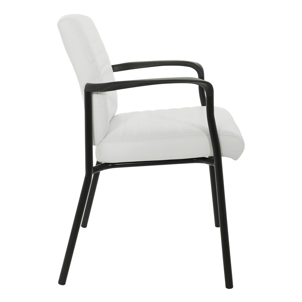 Guest Chair in White Faux Leather with Black Frame, FL38610-U11. Picture 3