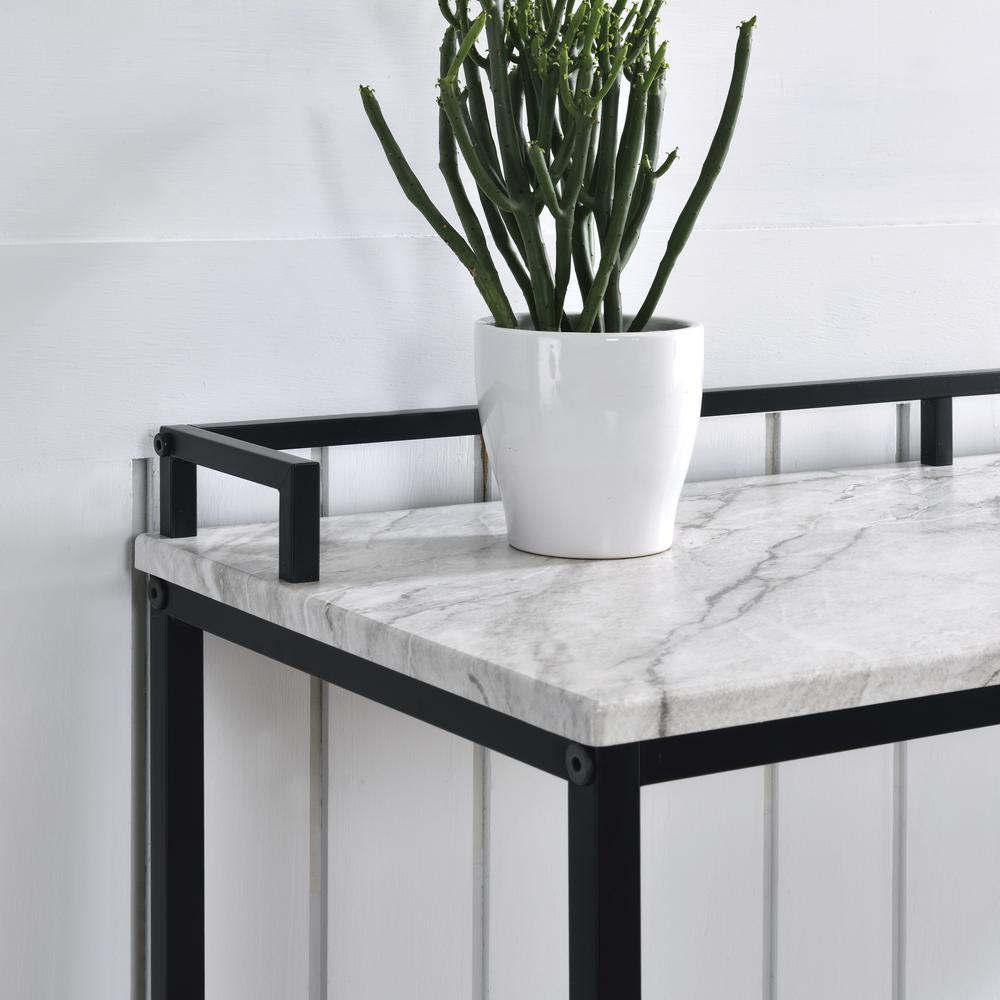 Brighton Console Table with Faux White Marble Top and Black Metal Frame. Picture 7