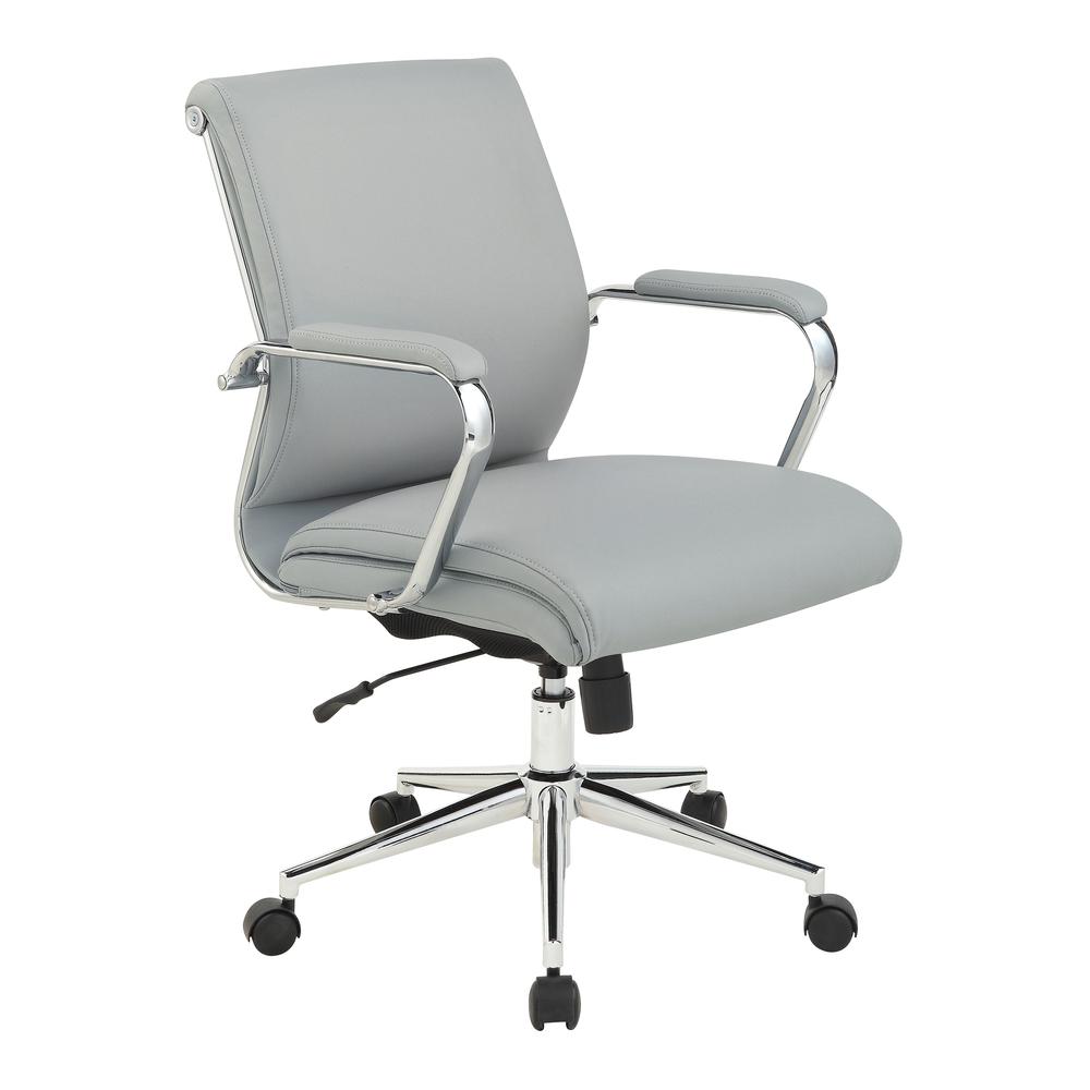 Mid Back Manager's Chair with Dillon Steel Antimicrobial Fabric and Chrome Base. Picture 1