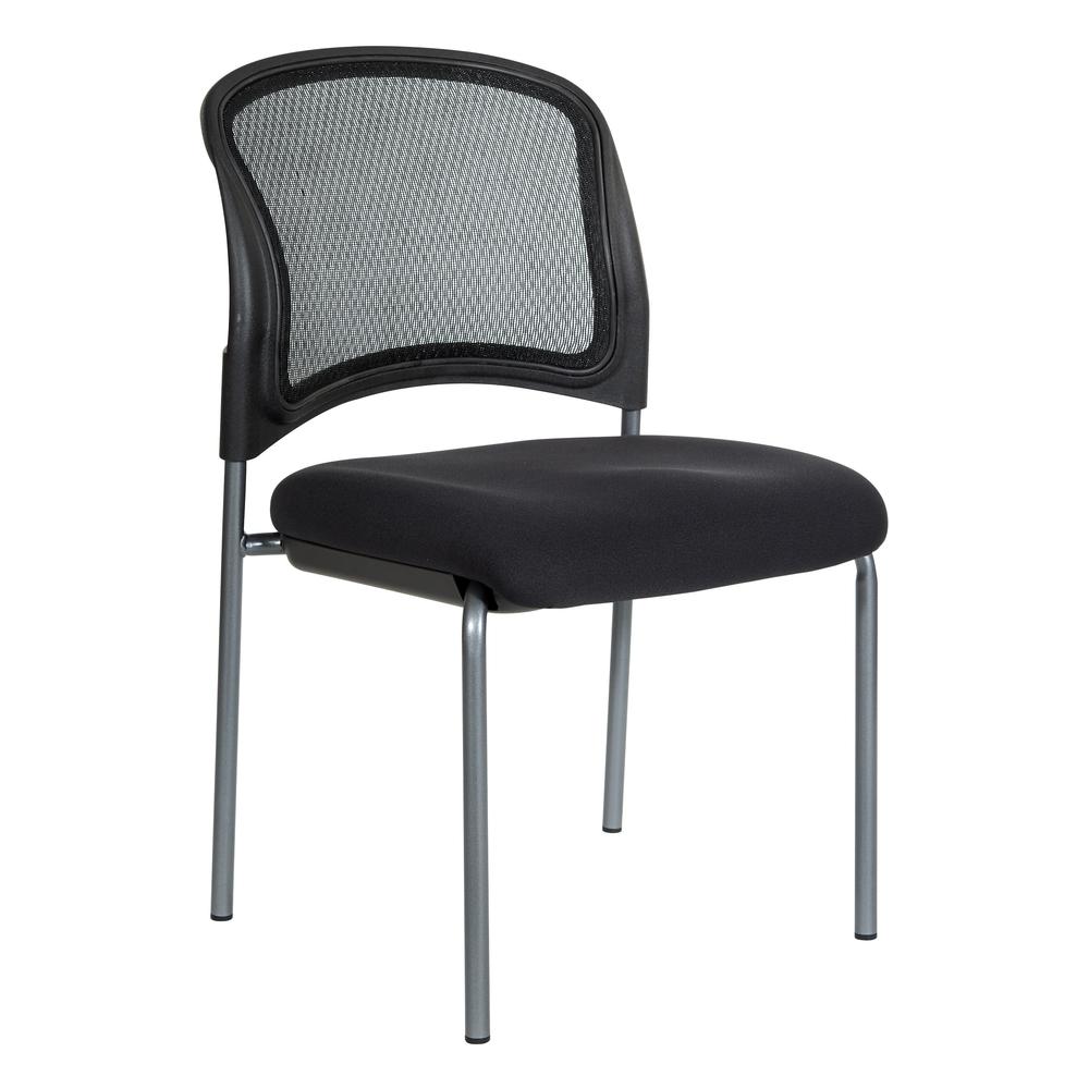 Titanium Finish Black Visitors Chair with ProGrid® Back and Straight Legs. Black Fabric Padded Seat with ProGrid® Back. Sturdy Titanium Finish Straight Legs., 86724R-30. Picture 1