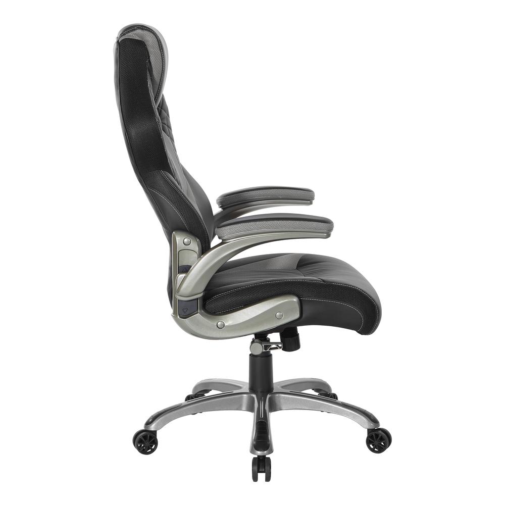 Oversite Gaming Chair in Faux Leather with Grey Accents, OVR25-GRY. Picture 4