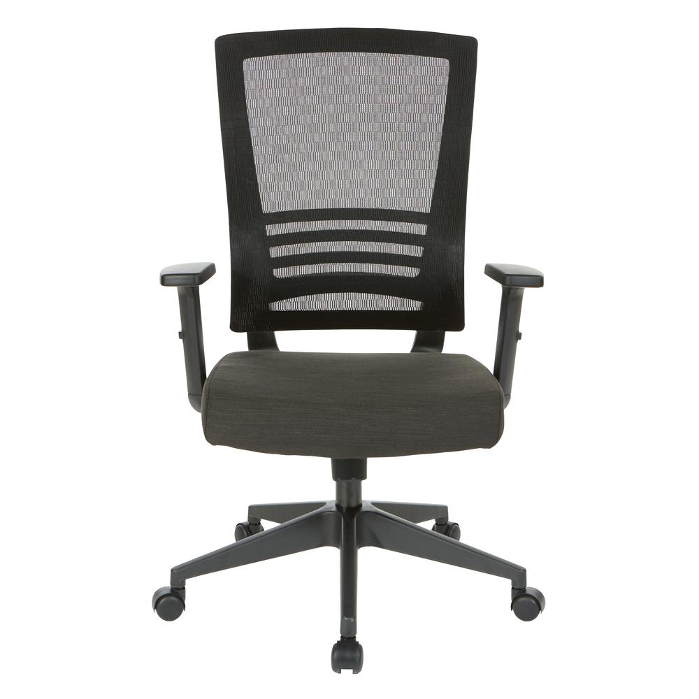 Vertical Mesh Back Chair in Black Frame with Black Linen Fabric Seat, EM60930-F23. Picture 2