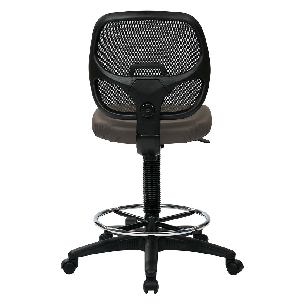 Deluxe Custom Dillon Fabric Drafting Chair with 18" Diameter Foot ring . Fabric Seat and Custom Dillon Fabric with Adjustable Foot ring. Pneumatic Height Adjustment 24.25" to 33.75". Heavy Duty Nylon. Picture 4