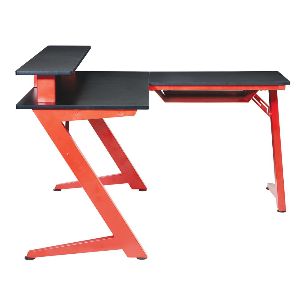 Avatar Battlestation L-Shape Gaming Desk with Carbon Top and Matte Red Legs, AVA25-RD. Picture 3