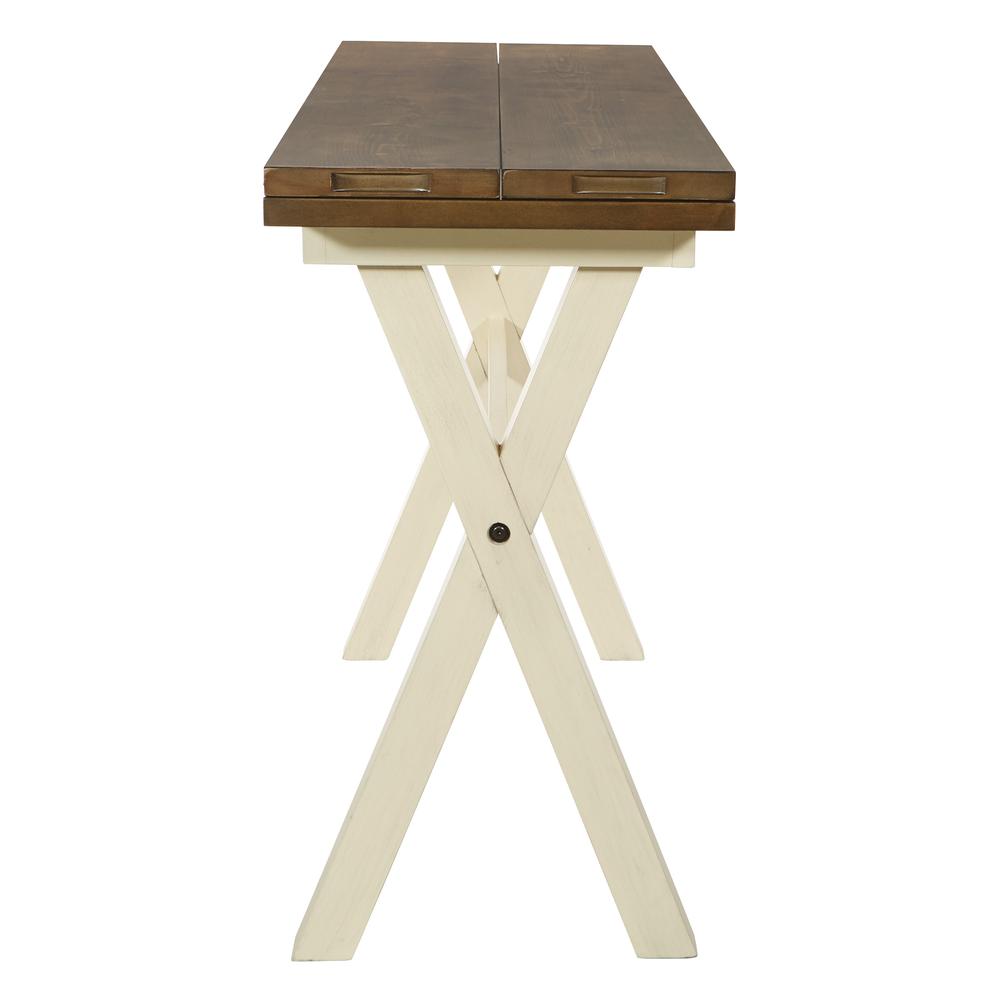 Albury Flip Top Table with Antique White Base and Wood Stain Top KD, ABR6578-AW. Picture 3