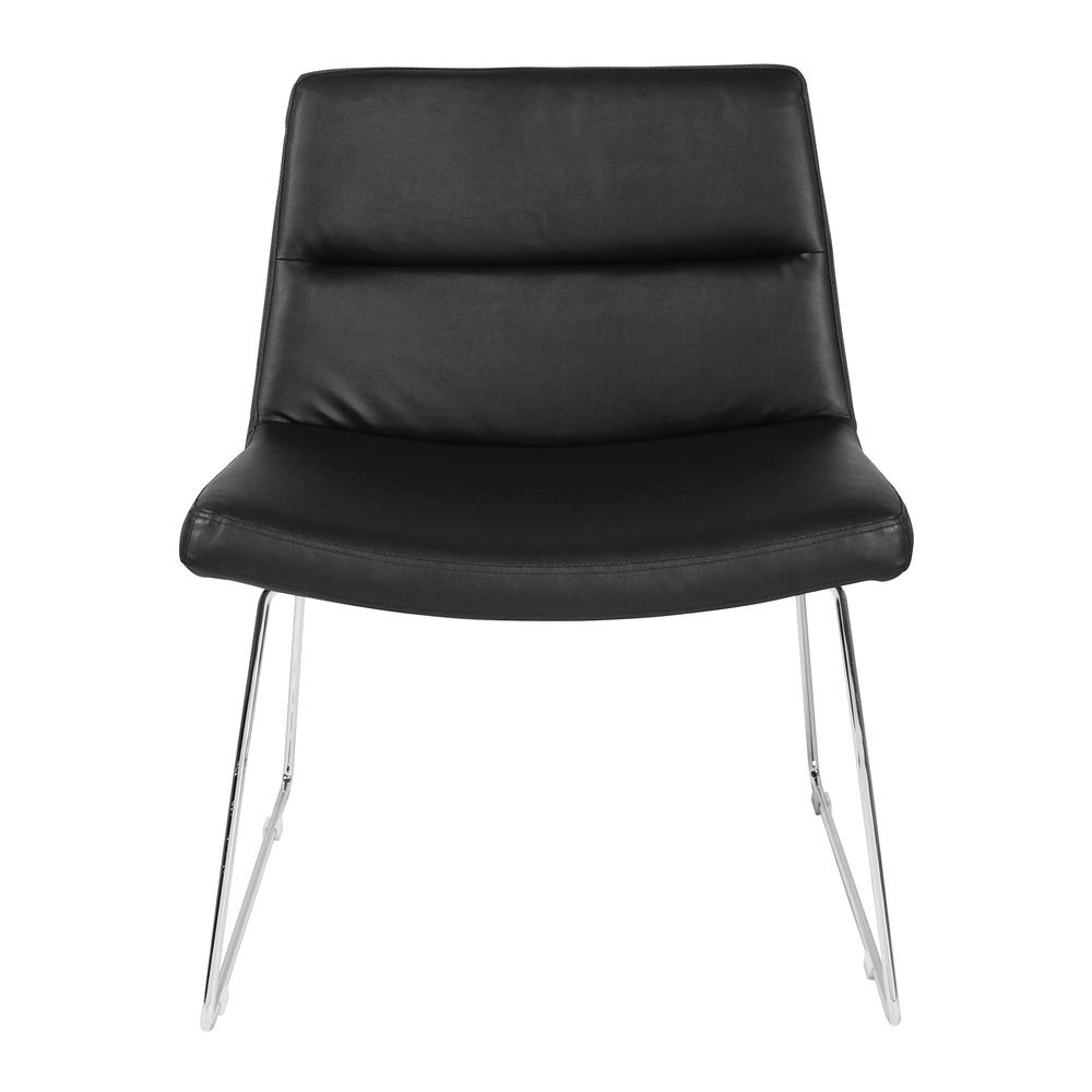 Thompson Chair in Black Faux Leather with Chrome Sled Base, THP-U6. Picture 2