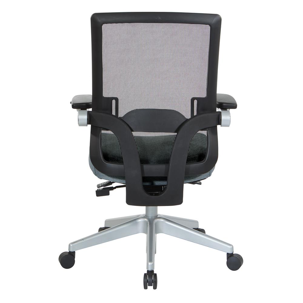 Manager's Chair with Breathable Mesh Back and Blue Fabric Seat with a Silver Base. , 867-B76N64R. Picture 4