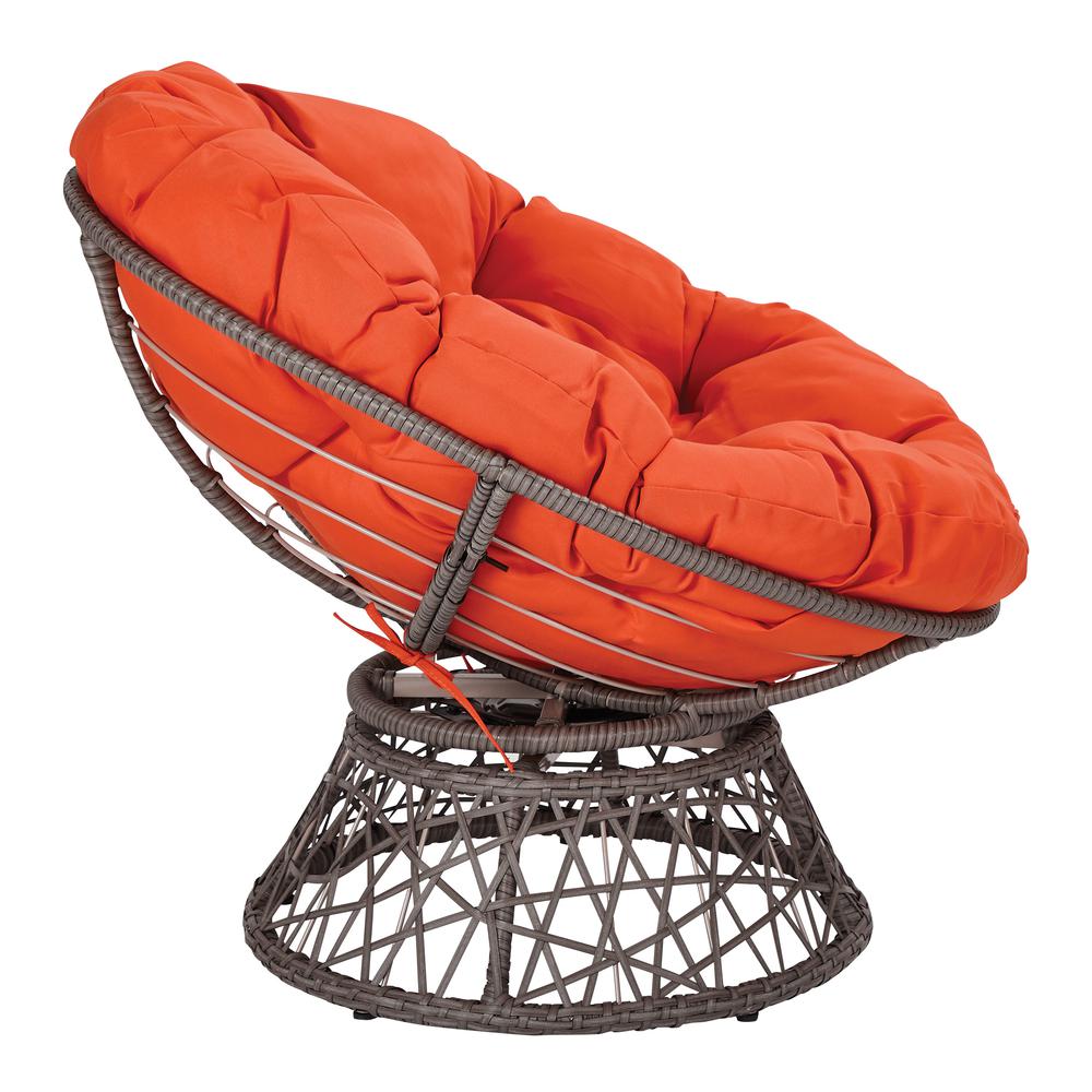 Papasan Chair with Orange cushion and Dark Grey Wicker Wrapped Frame, BF25292-18. Picture 4