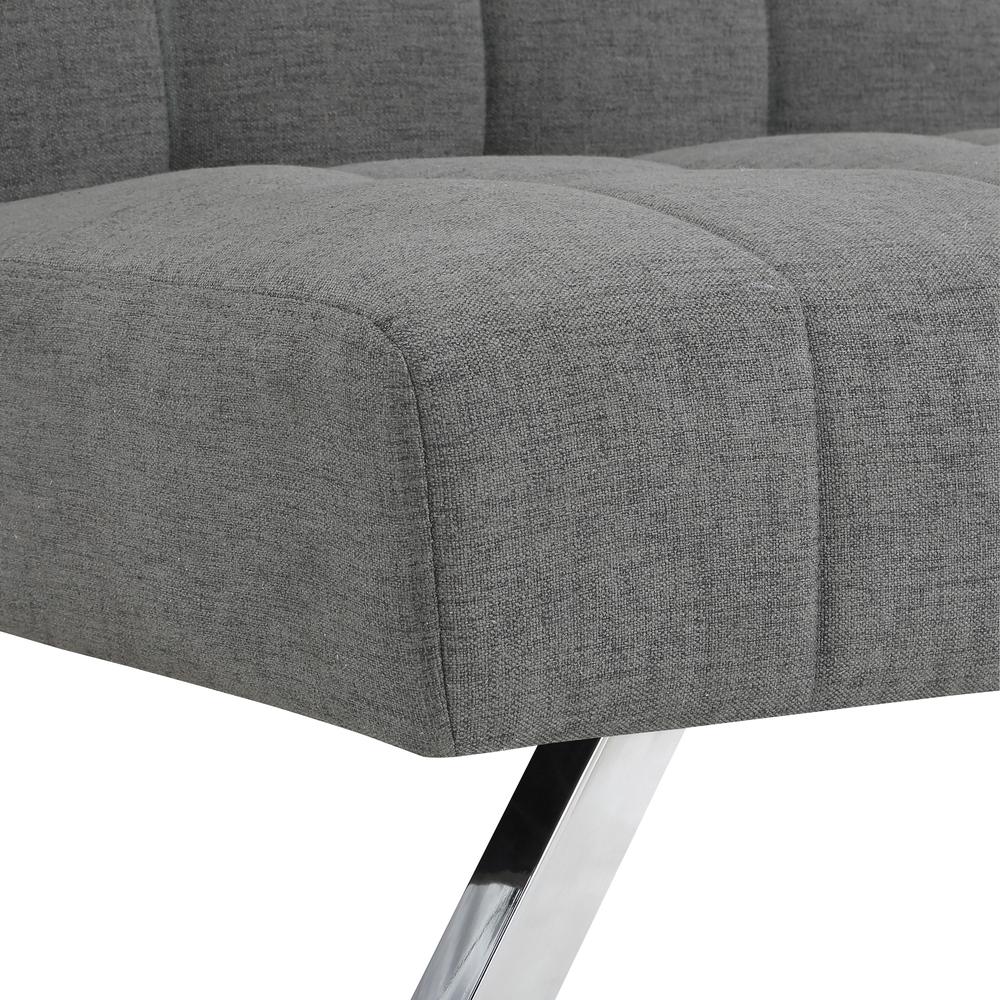 Sawyer Futon in Grey Fabric with Stainless Steel Legs. Picture 9
