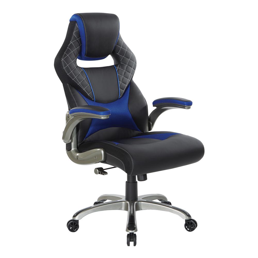 Oversite Gaming Chair in Faux Leather with White Accents, OVR25-WH. Picture 1