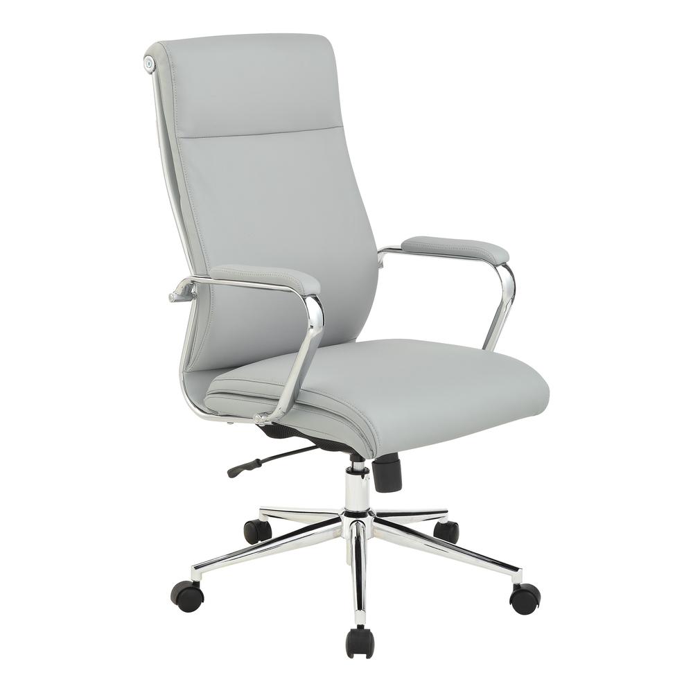 High Back Manager's Chair with Dillon Steel Antimicrobial Fabric and Chrome Base. The main picture.