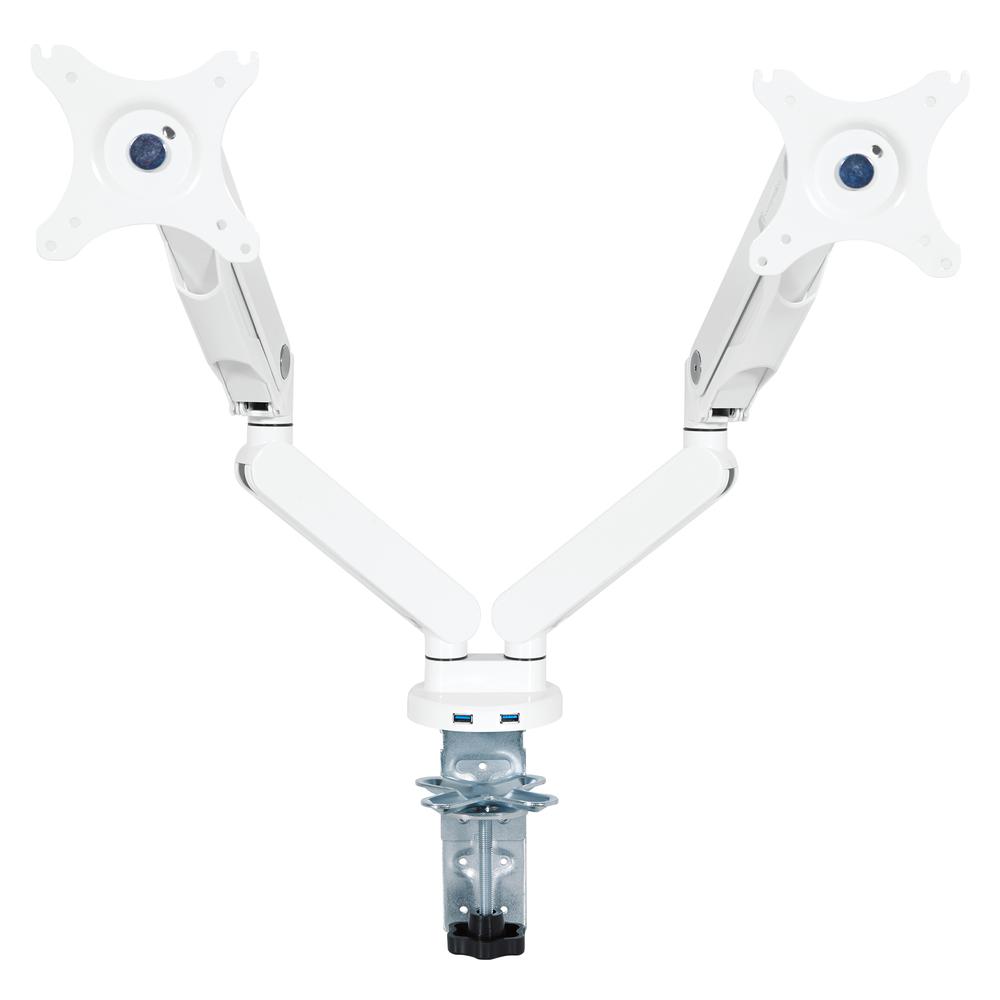 Double Monitor Arm 17"-30" in White Finish, A2MAD1730-WH. Picture 1