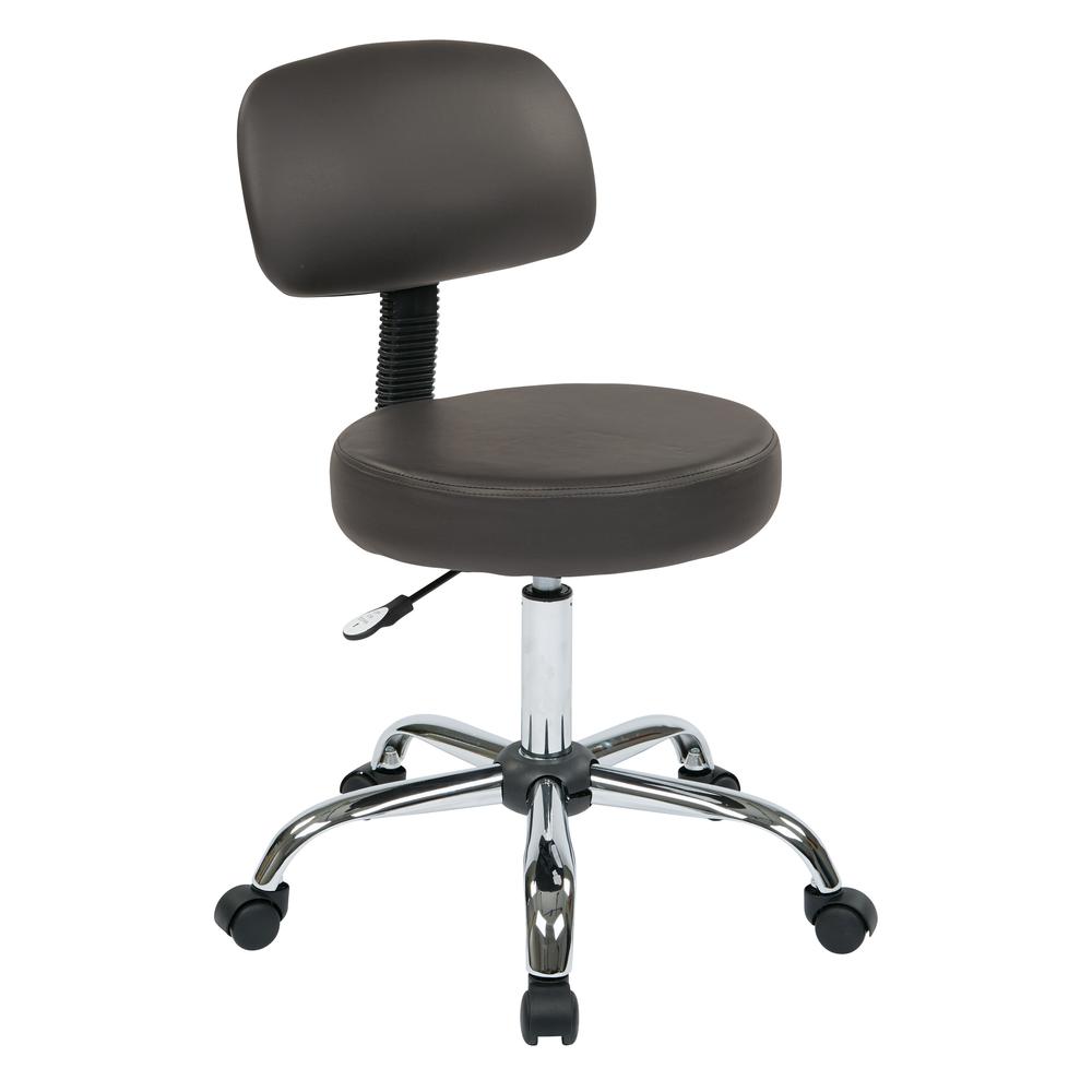 Pneumatic Drafting Chair with Stool and Back. Heavy Duty Chrome Base with Dual Wheel Carpet Casters. Height Adjustment 19.5" to 24.5", ST235V-R111. Picture 1