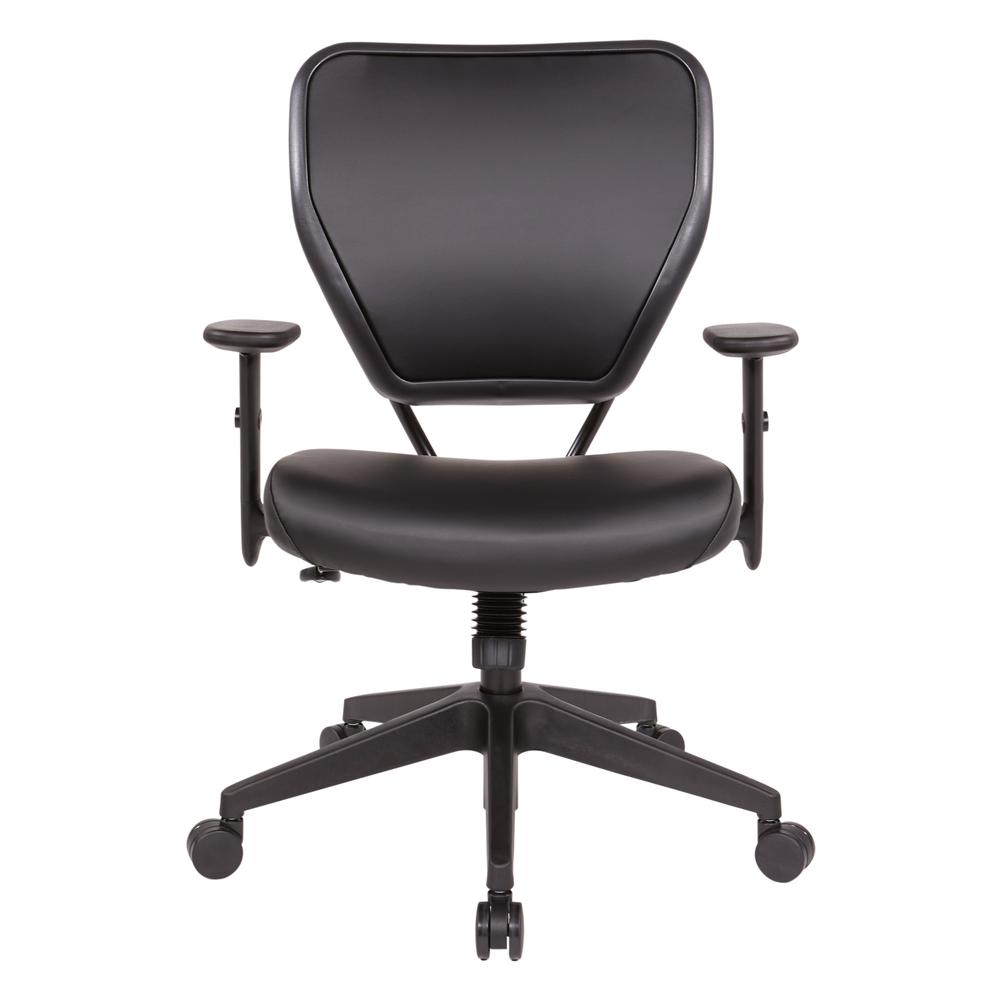 Antimicrobial Dillon Black Seat and Back Task Chair with Adjustable Angled Arms and Nylon Base, 5500D-R107. Picture 3