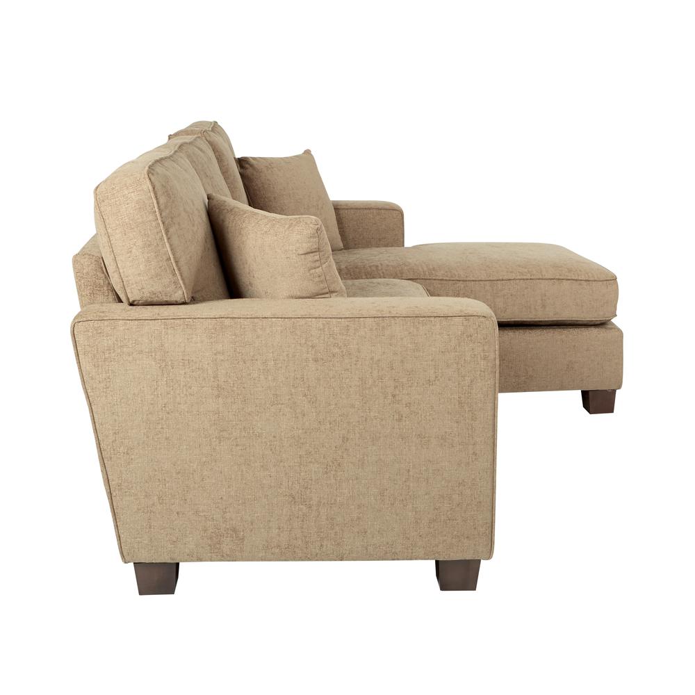 Russell Sectional in Earth fabric with 2 Pillows and Coffee Finished Legs, RSL55-SK334. Picture 4