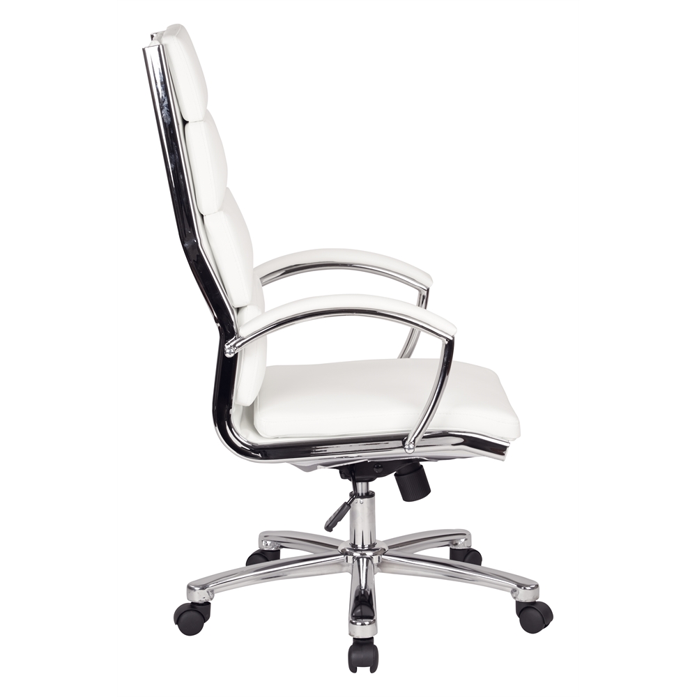 High Back Executive White Faux Leather Chair. Picture 2