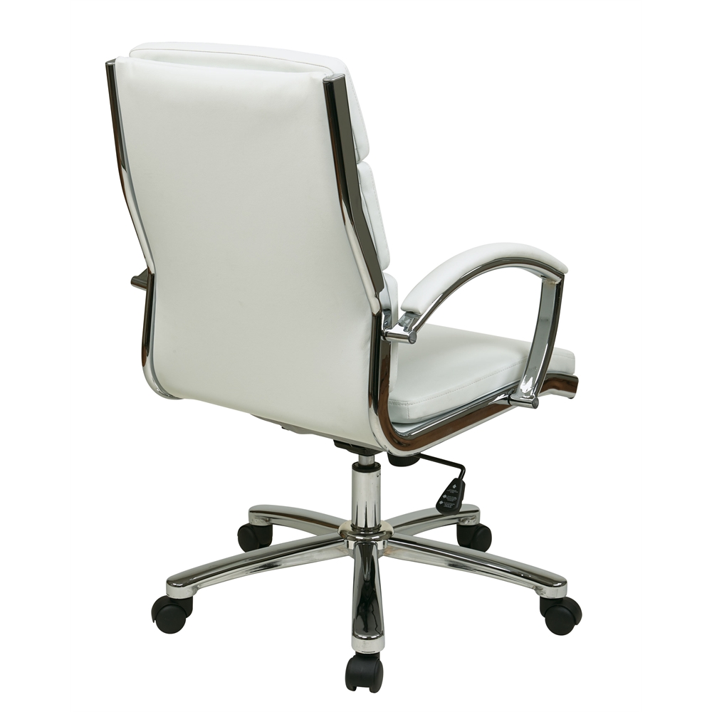 Mid Back Executive White Faux Leather Chair. Picture 3
