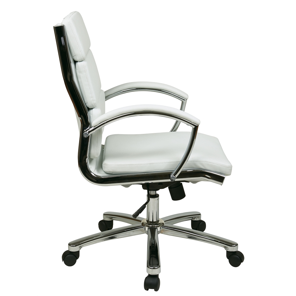 Mid Back Executive White Faux Leather Chair. Picture 2