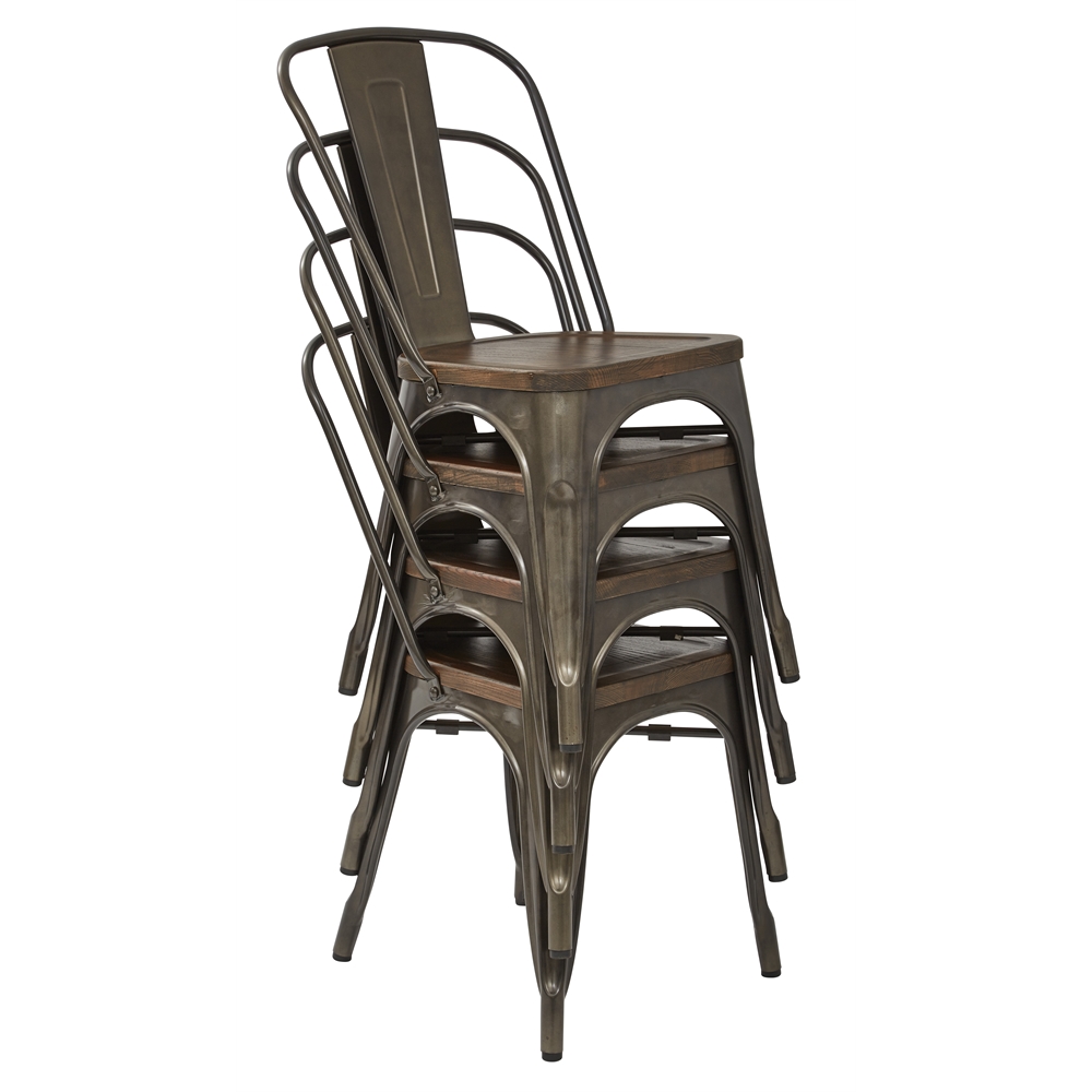 Indio Metal Chair with Wood Seat. Picture 4