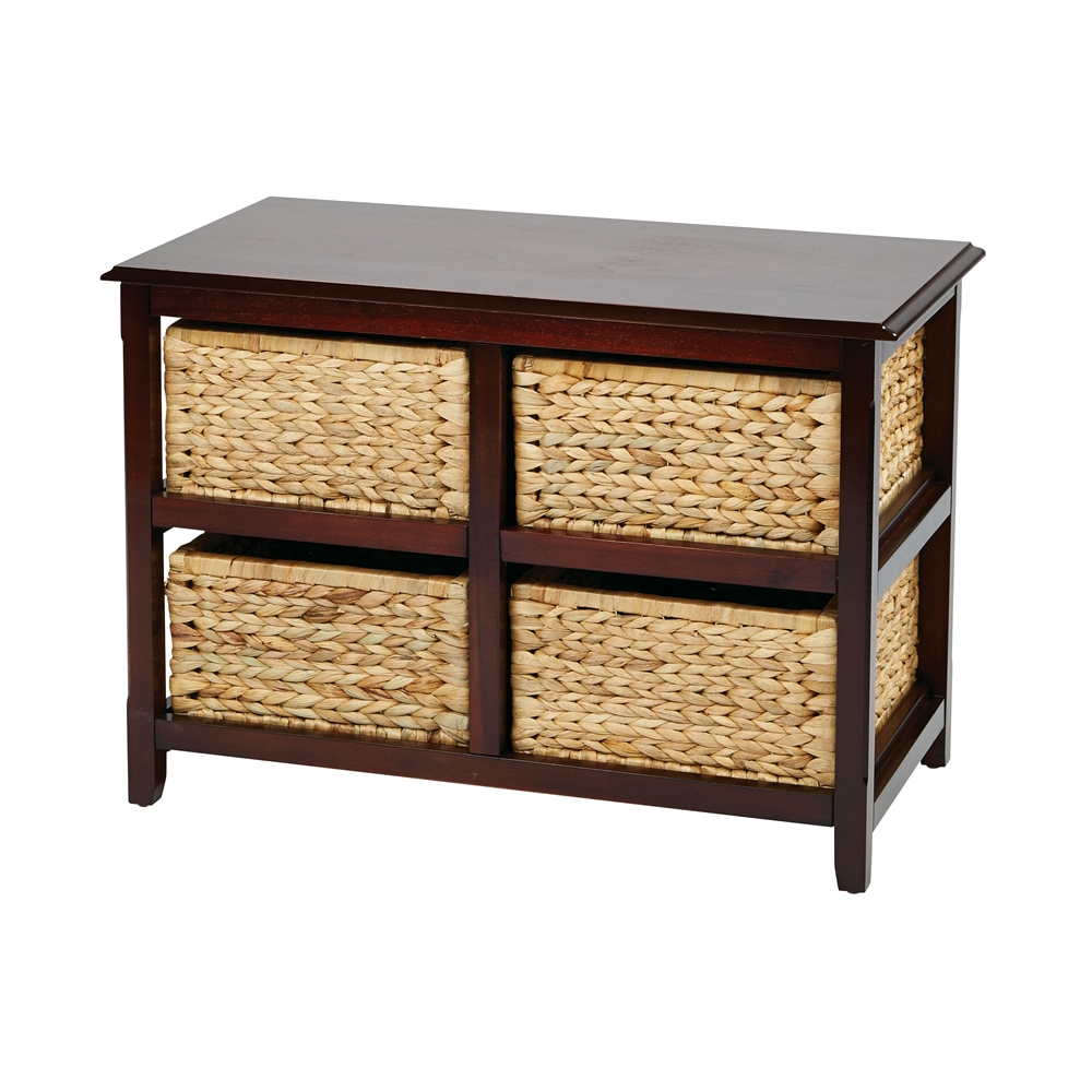 Seabrook Two-Tier Storage Unit With Espresso Finish and Natural Baskets. Picture 3