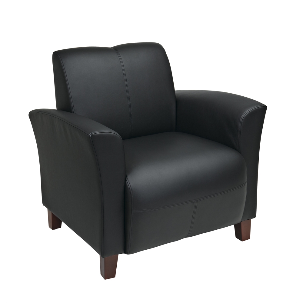 Black Bonded Leather Breeze Club Chair. Picture 1