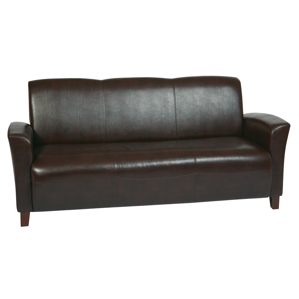 Mocha Bonded Leather Sofa. Picture 1