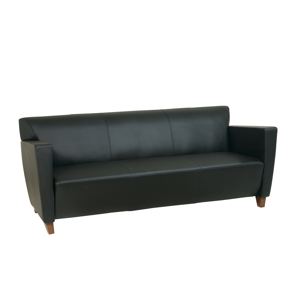 Black Bonded Leather Sofa. Picture 1
