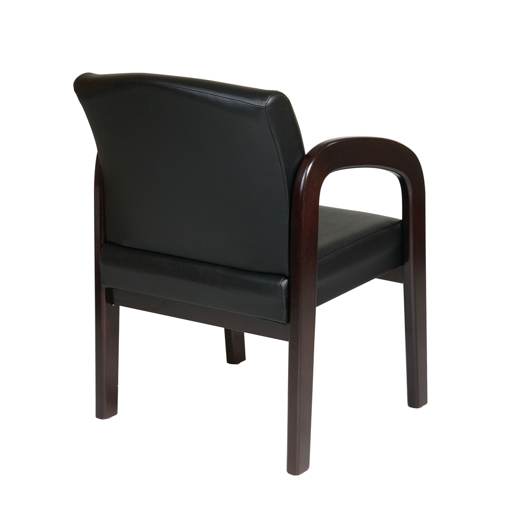 Faux Leather Espresso Finish Wood Visitor Chair. Picture 3