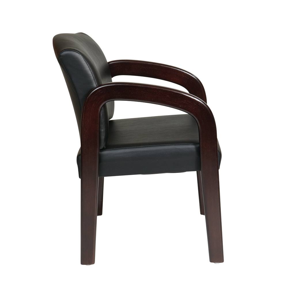 Faux Leather Espresso Finish Wood Visitor Chair. Picture 2
