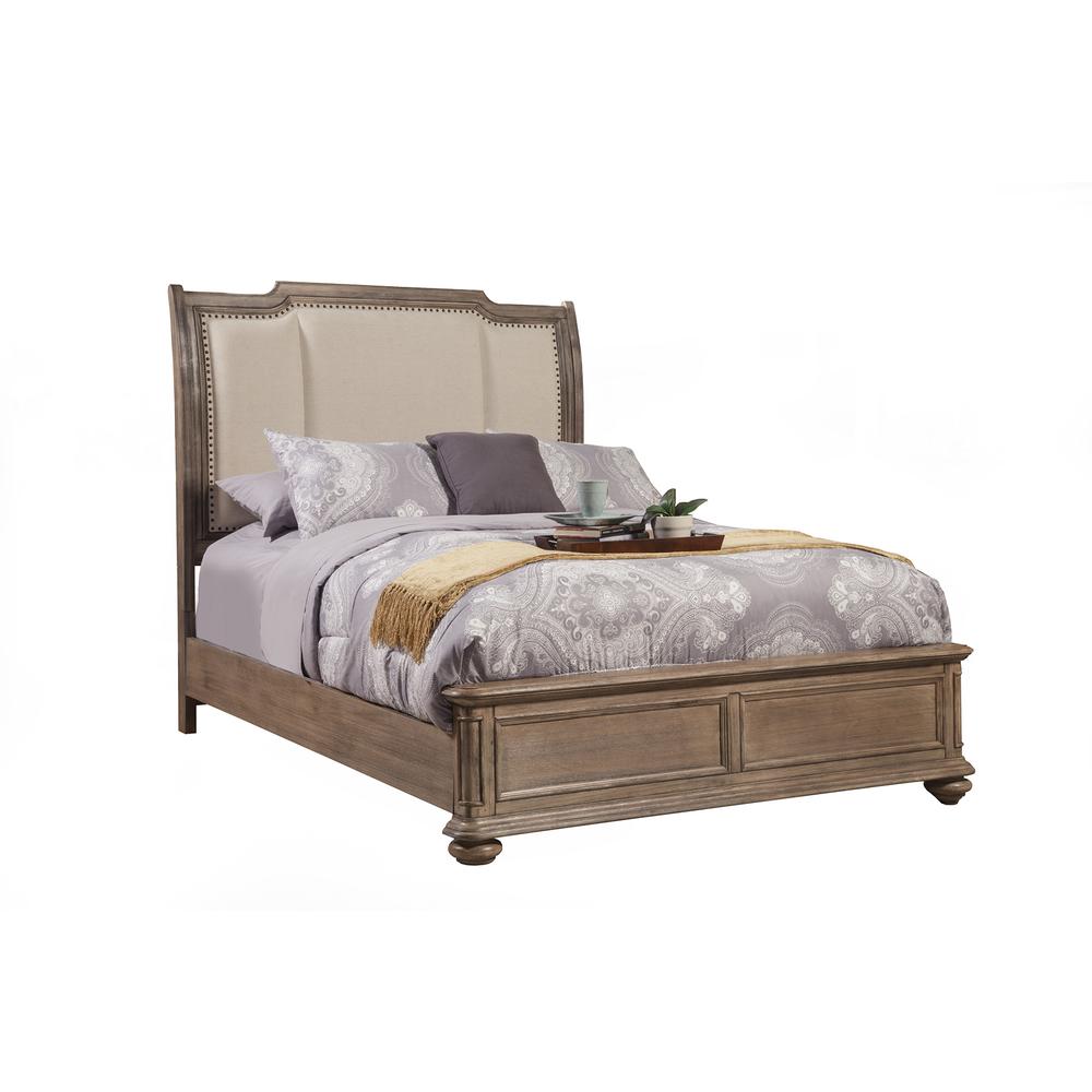 Melbourne Queen Sleigh Bed w/Upholstered Headboard, French Truffle. Picture 1