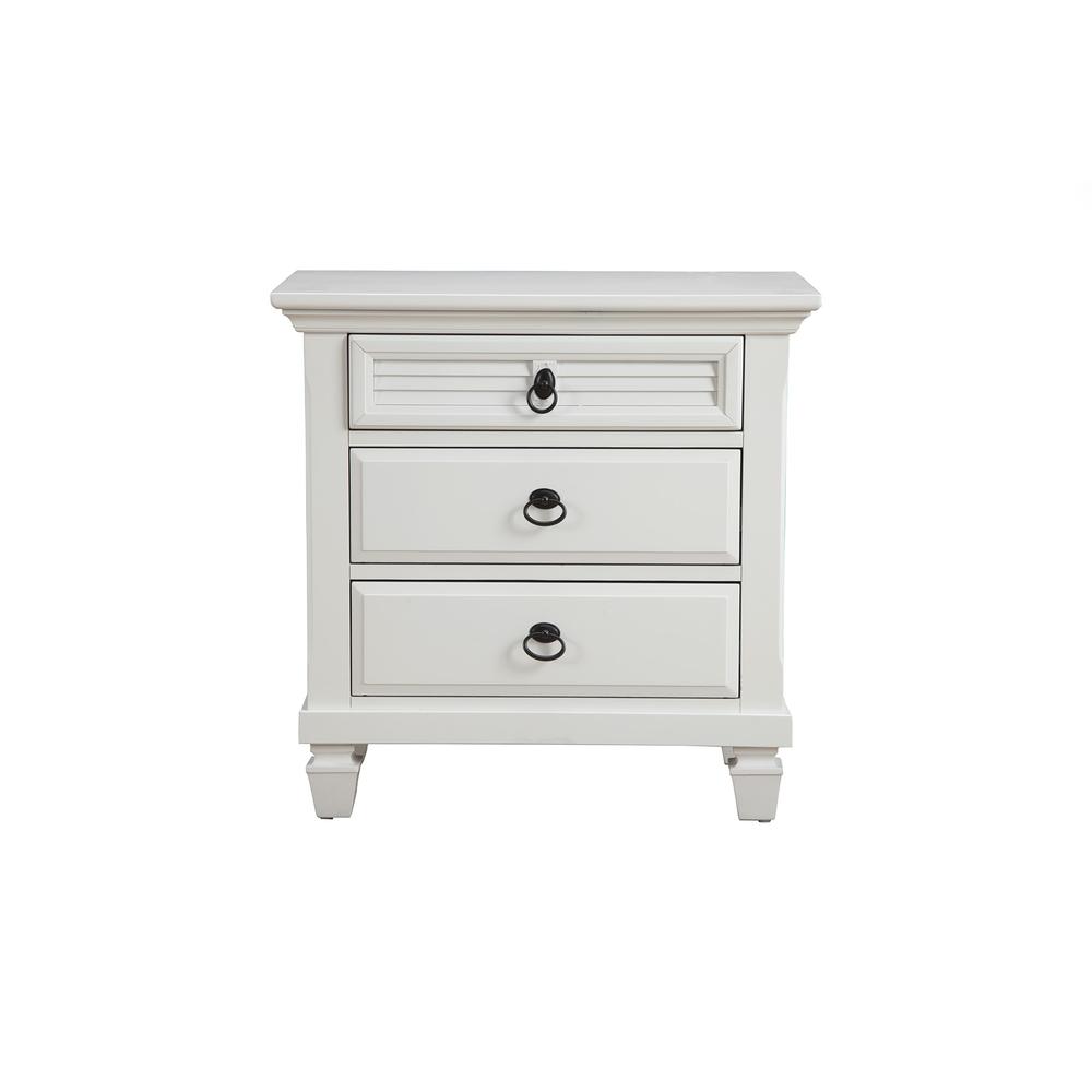 Winchester 3 Drawer Nightstand, White. Picture 3