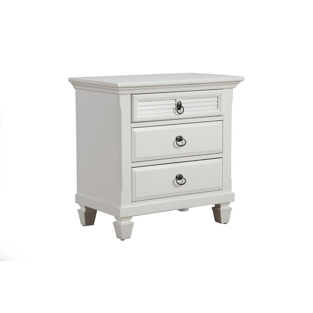 Winchester 3 Drawer Nightstand, White. Picture 1