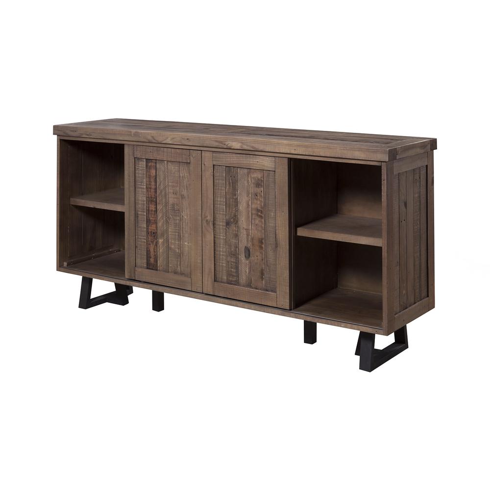 Prairie Sideboard with Wine Holder, Natural/Black. Picture 2