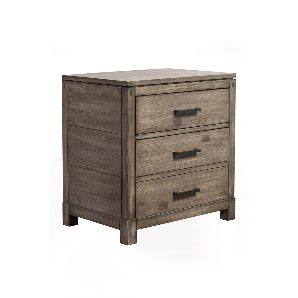 Sydney 2 Drawer Nightstand, Weathered Grey. Picture 2