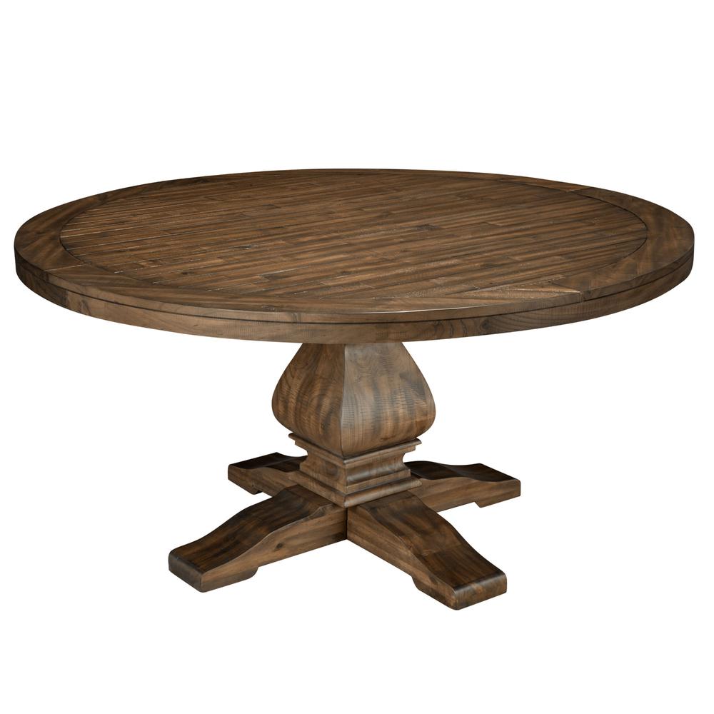 Kensington Round Solid Pine Dining Table, Walnut. Picture 2
