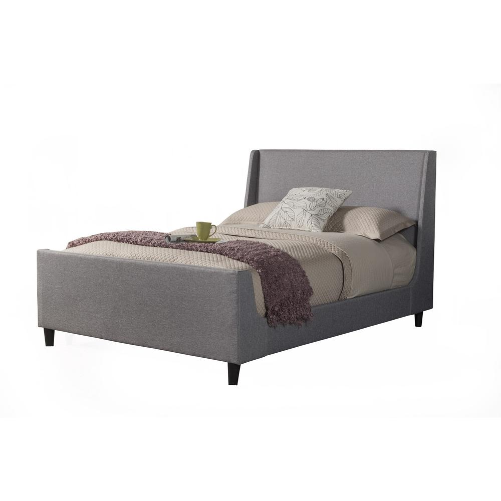 Amber California King Upholstered Bed, Grey Linen. The main picture.
