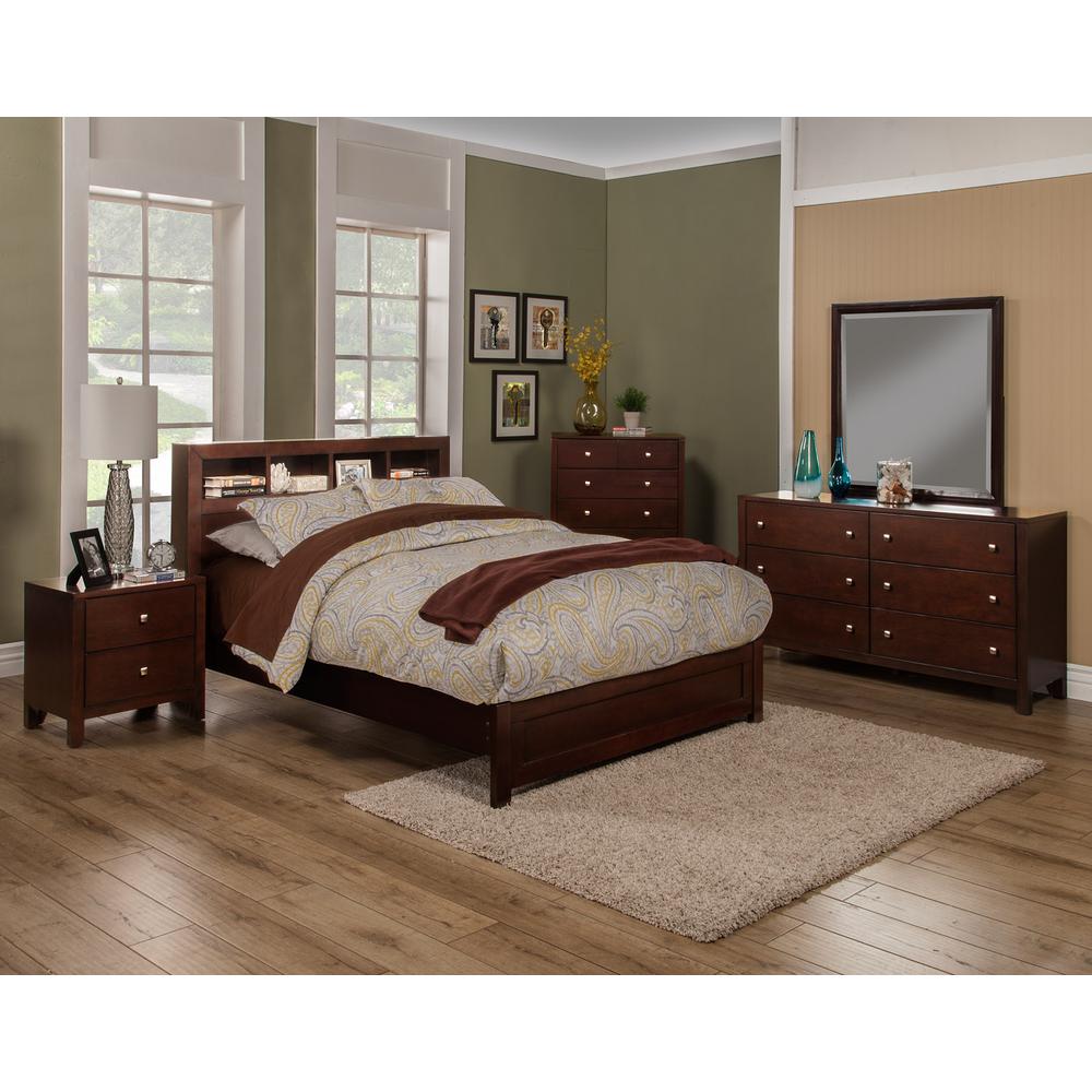 Solana Eastern King Bed w/Bookcase Headboard, Cappuccino