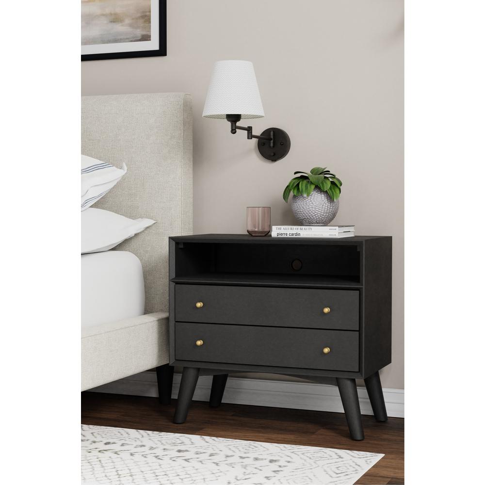 Flynn Large Nightstand, Black. Picture 3