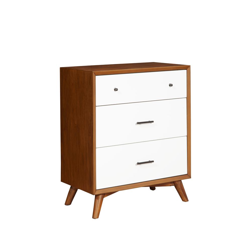 Flynn 3 Drawer Two Tone Small Chest, Acorn/White. Picture 2