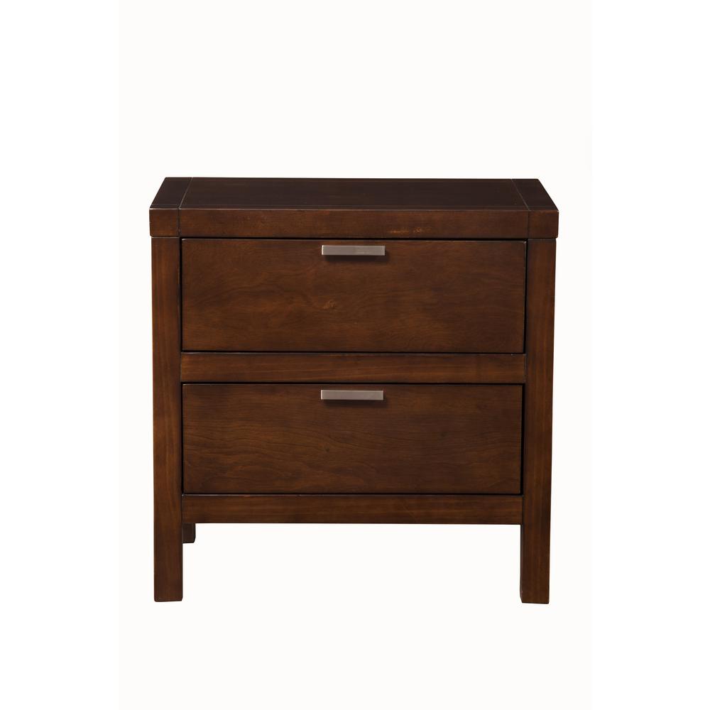 Carmel 2 Drawer Nightstand, Cappuccino. Picture 1