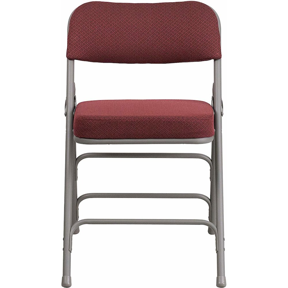 HERCULES Series Premium Curved Triple Braced & Double Hinged Burgundy Fabric Metal Folding Chair pack of 4. Picture 3