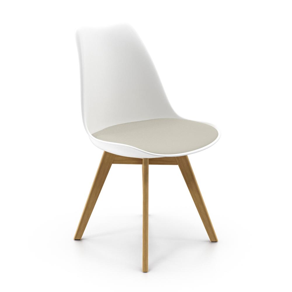 Celine - Natural Legs Side Chair, White / White Seat. Picture 4