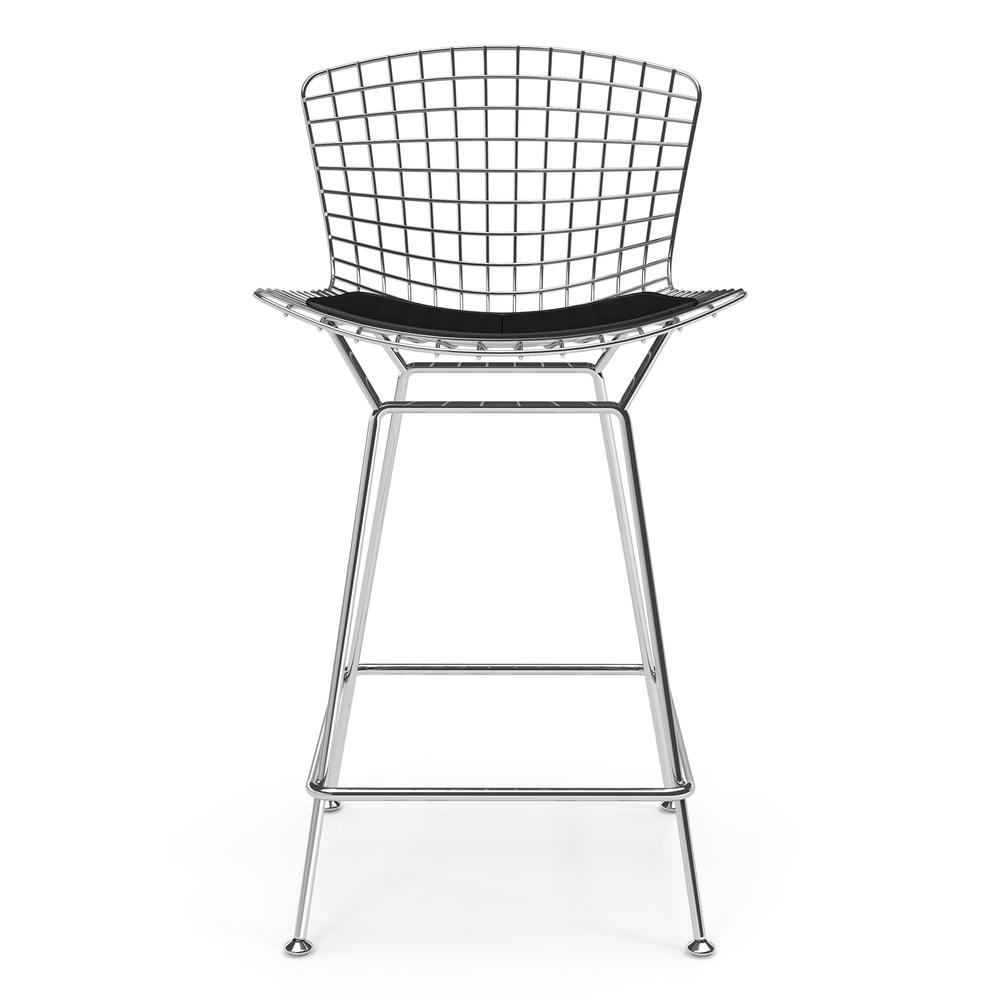 Aspen-Counter  stool, Polished Stainless Steel w/Black Pad. Picture 2