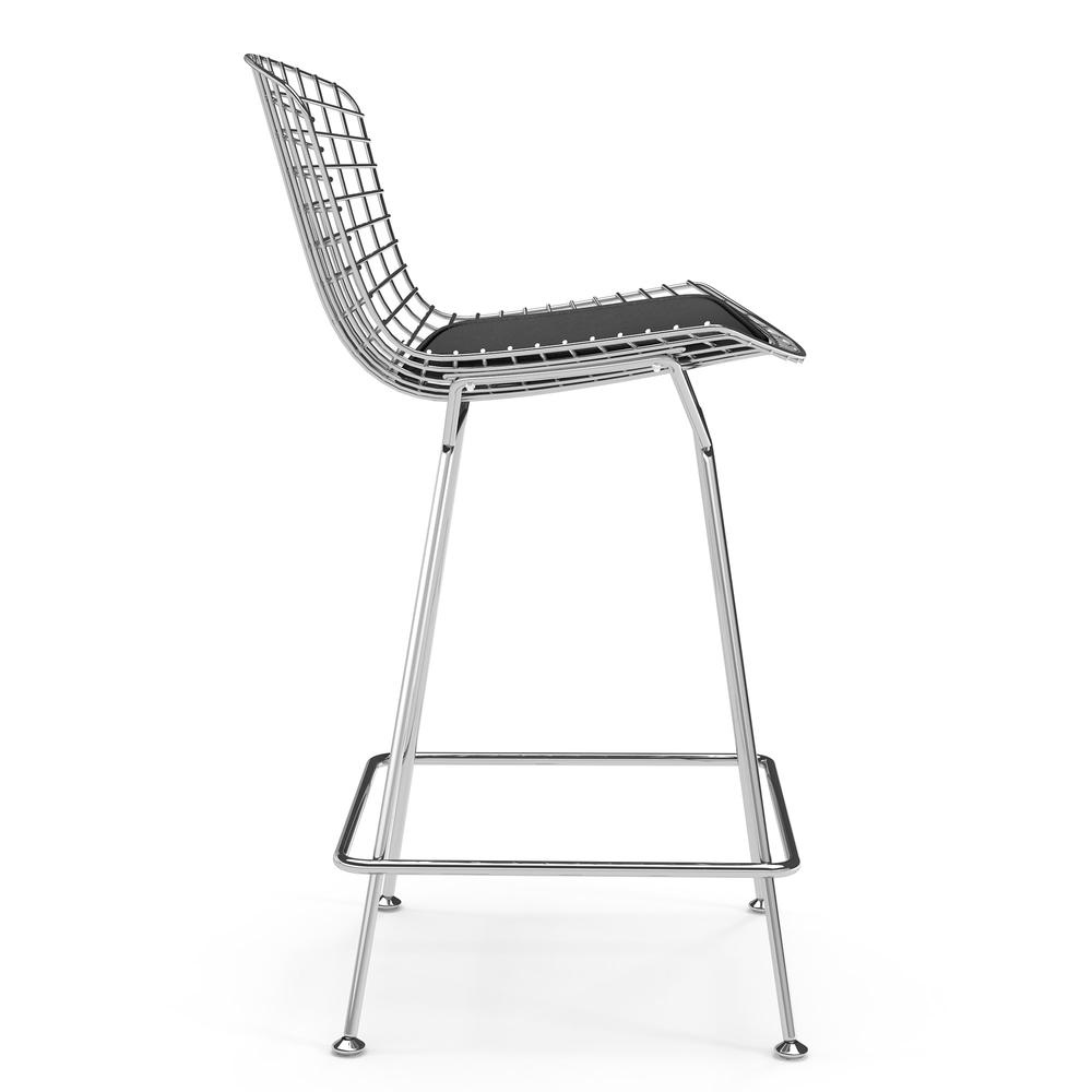 Aspen-Counter  stool, Polished Stainless Steel w/Black Pad. Picture 3