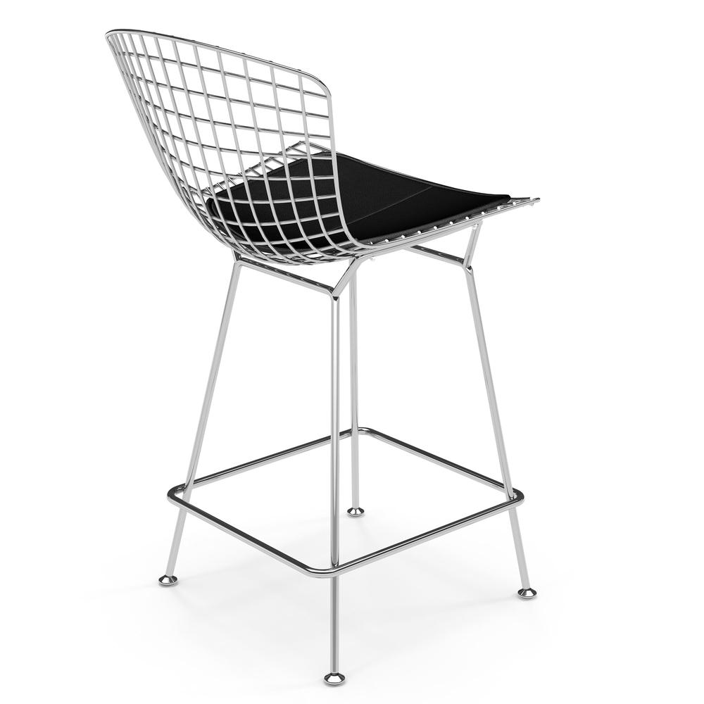Aspen-Counter  stool, Polished Stainless Steel w/Black Pad. Picture 4