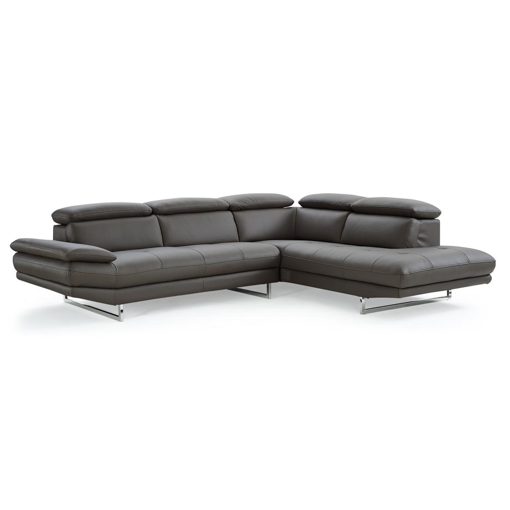 Pandora Sectional, chaise on right when facing, dark gray top grain Italian leather,. Picture 6