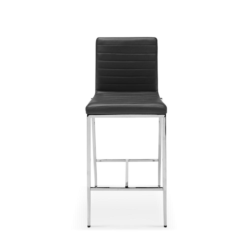 Lily Counter stool Black Faux Leather chrome frame. The main picture.