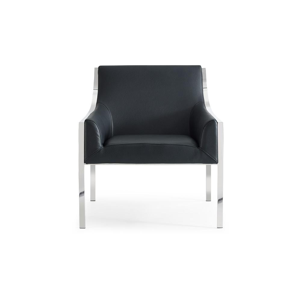 Dalton Leisure Armchair Black faux leather polished stainless steel frame.. The main picture.